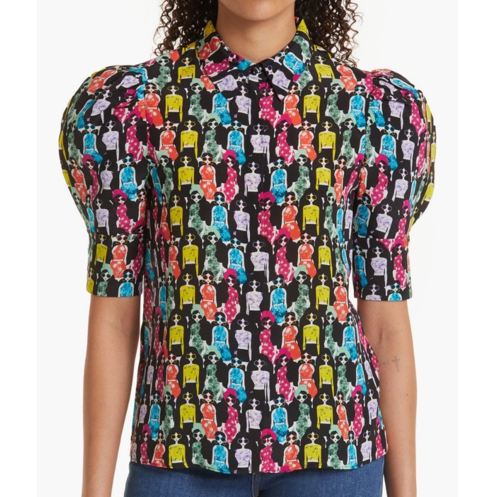 ALICE AND OLIVIA Willa Puff Sleeve Blouse